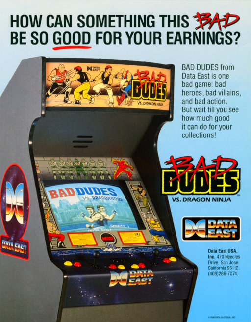 Bad Dudes vs. Dragonninja (US) Arcade Game Cover